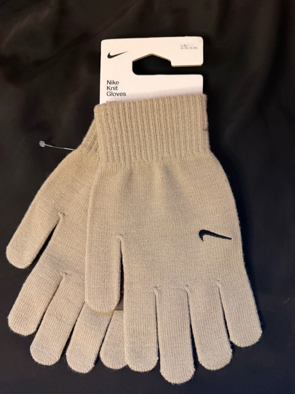 Nike Men’s Knit Gloves in Light Beige with Black Swoosh